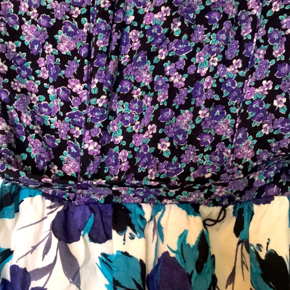 Blue floral strapless dress - Picture 2 of 2